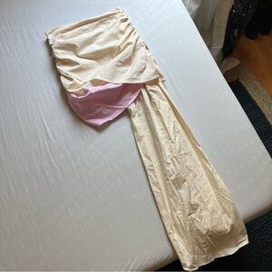Atoir ivory cream ruched draped color blocked mini skirt